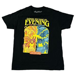 Good Mythical Evening Mens M T-Shirt Short Sleeve Graphic Print Rhett Link Black